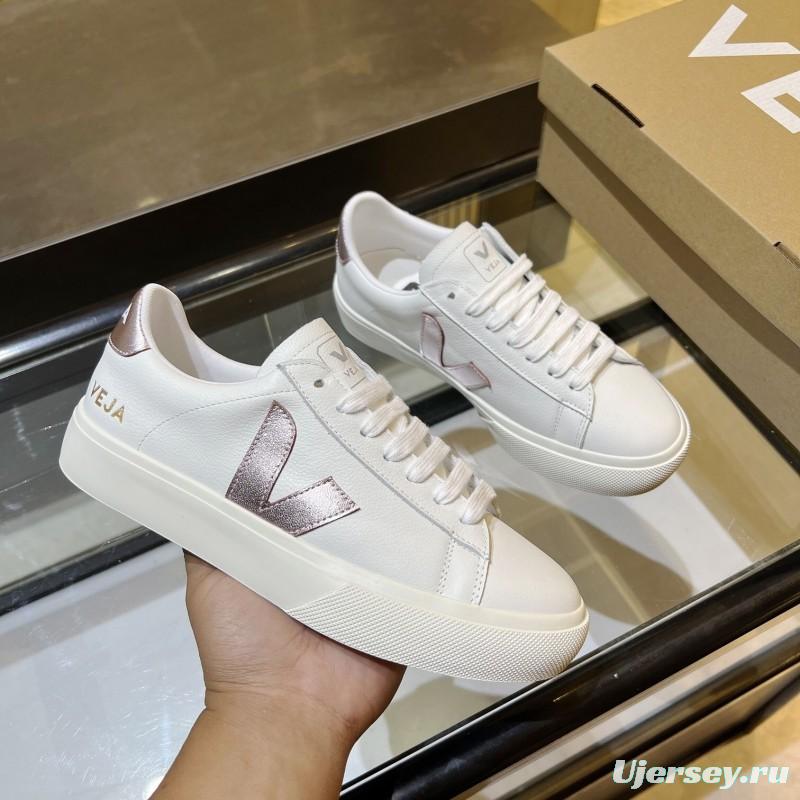 VEJA Classic White Sneakers V Logo Lace-Up Retro Flat Thick Sole Casual Sports Shoes - LY00220/LY00230