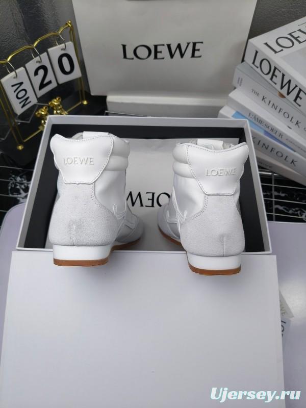 LOEWE High-Top German Training Sneakers Retro Fashion Casual White Shoes - LY00330