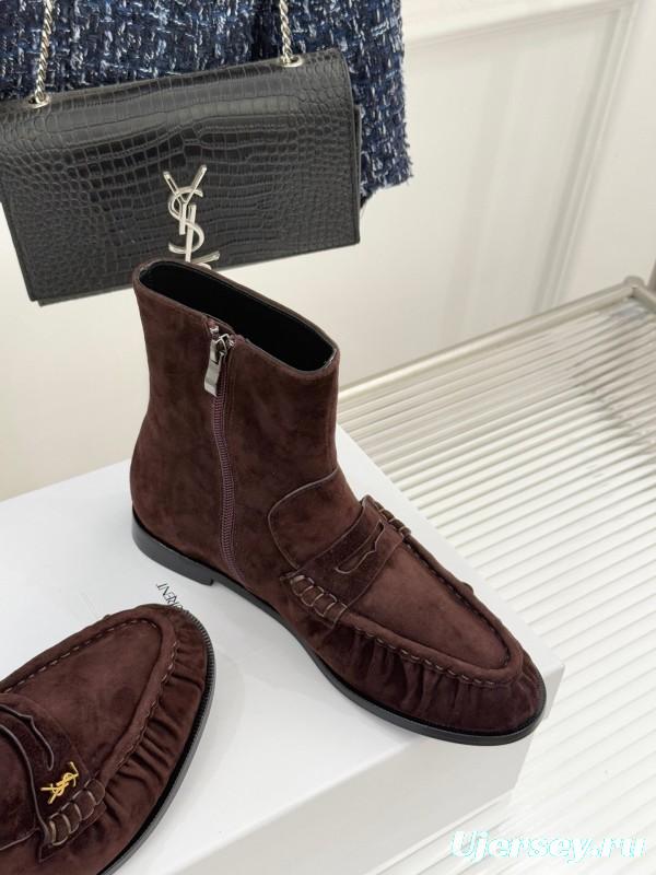 Saint Laurent YSL Letter Loaf Short Boots with Pleated Edges - KFY00430