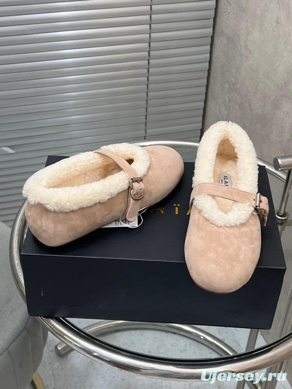 Alaia Fall/Winter 2025 Wool Mary Jane Ballet Flats - KFY00310