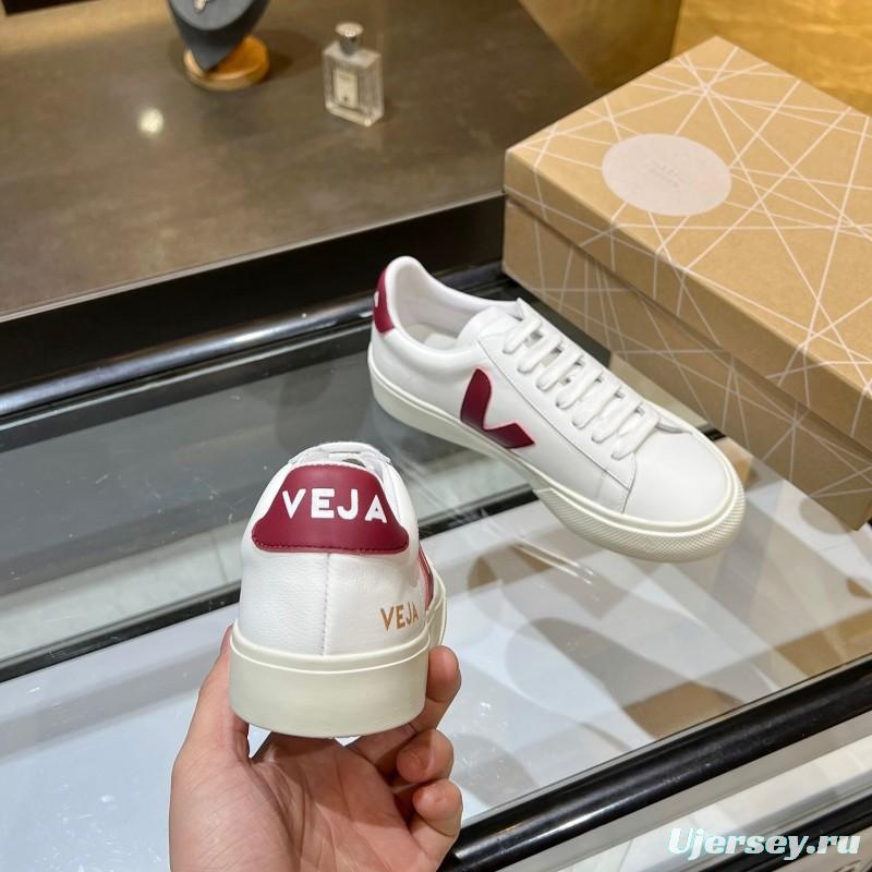 VEJA Classic White Sneakers V Logo Lace-Up Retro Flat Platform Casual Sports Shoes - LY00220