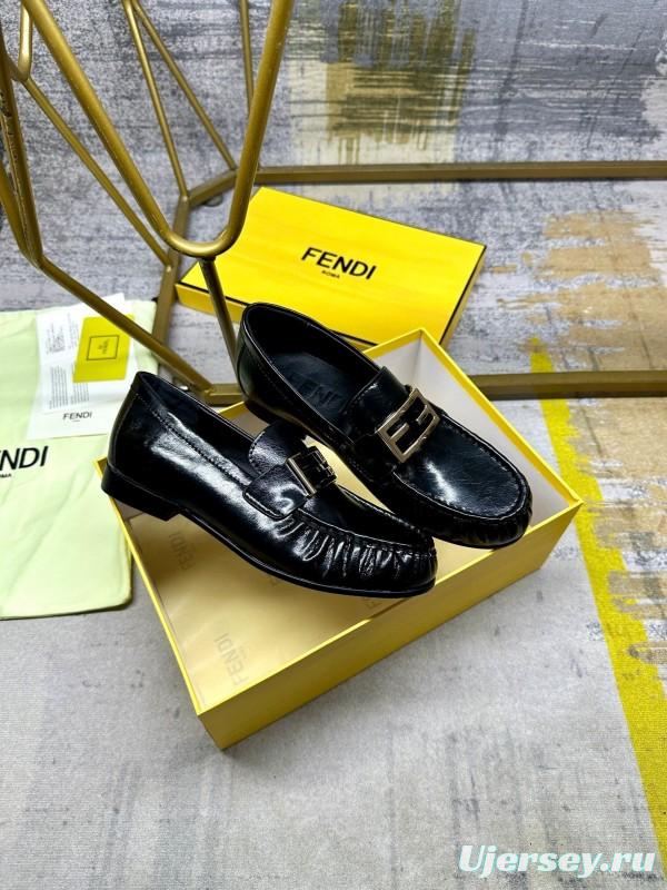 FENDI 2025/ss Loafers with FF Buckle and Soft Leather - LY00260