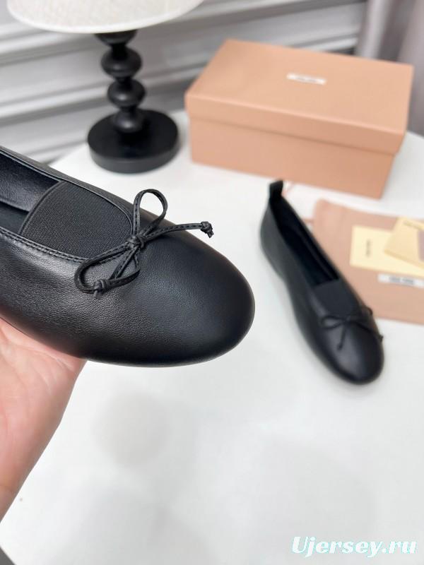 Miu Miu Ballerina Flats with Bow Mary Jane Design - LY00260