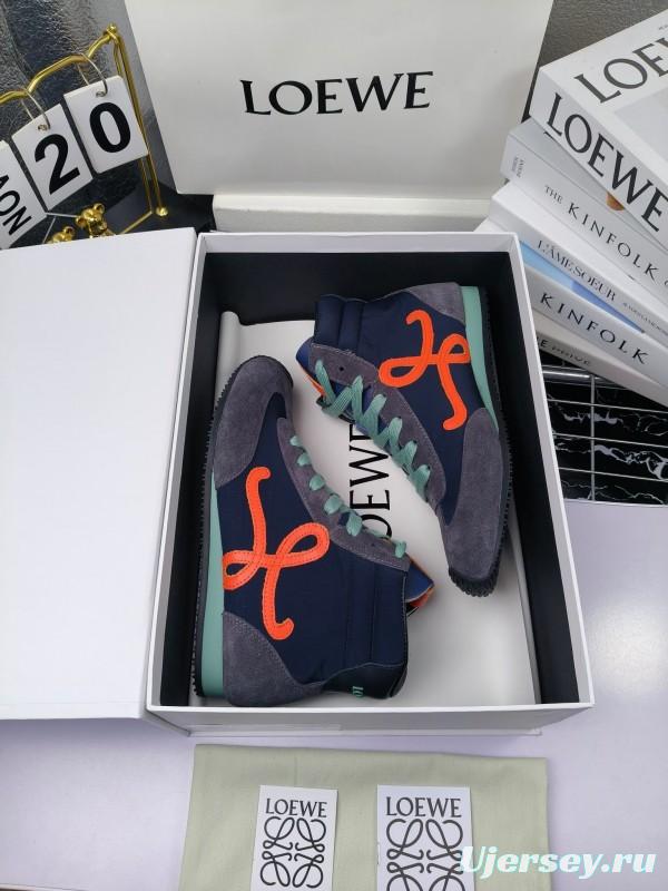 LOEWE High-Top German Training Sneakers Retro Fashion Casual White Shoes - LY00330