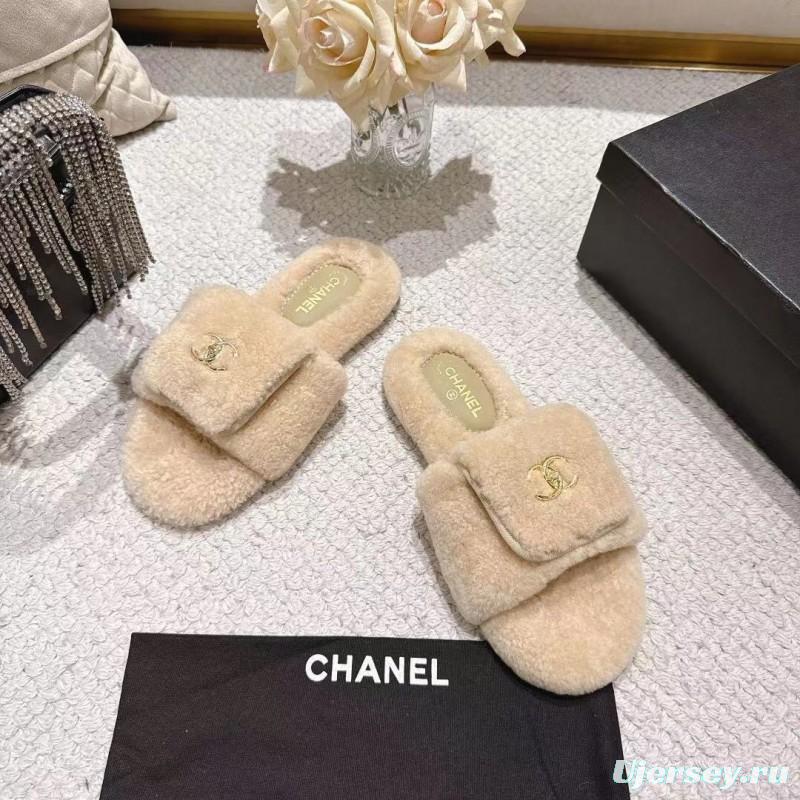 Chanel 2025/SS Slingback Lock Buckle Butterfly Fur Slippers - LY00250