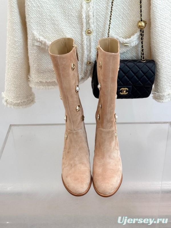 Chanel 25K Double C Metal Buckle High Heel Boots - KFY00530