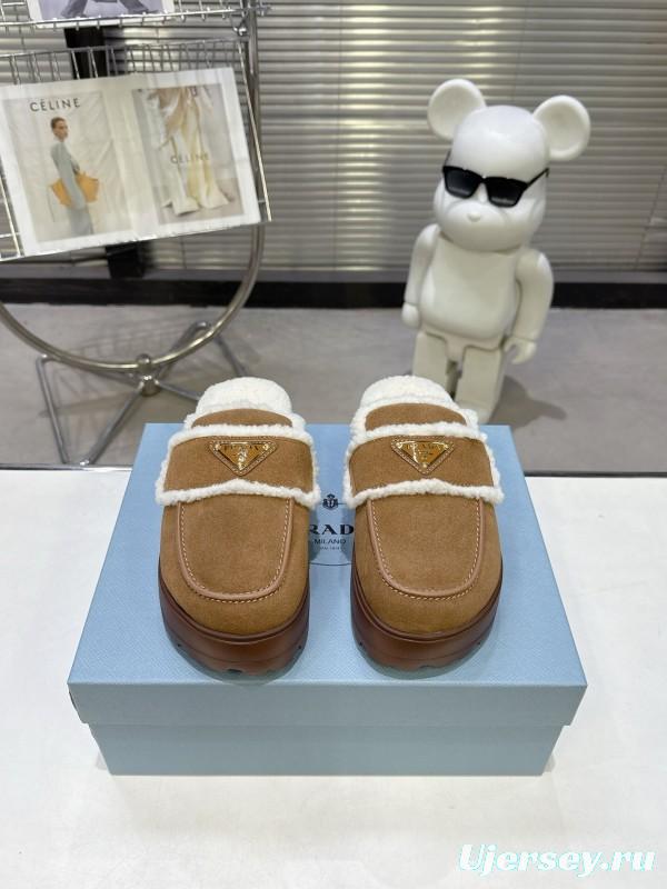 Prada 2025 SS Early Spring Fur Slippers - KFY00280