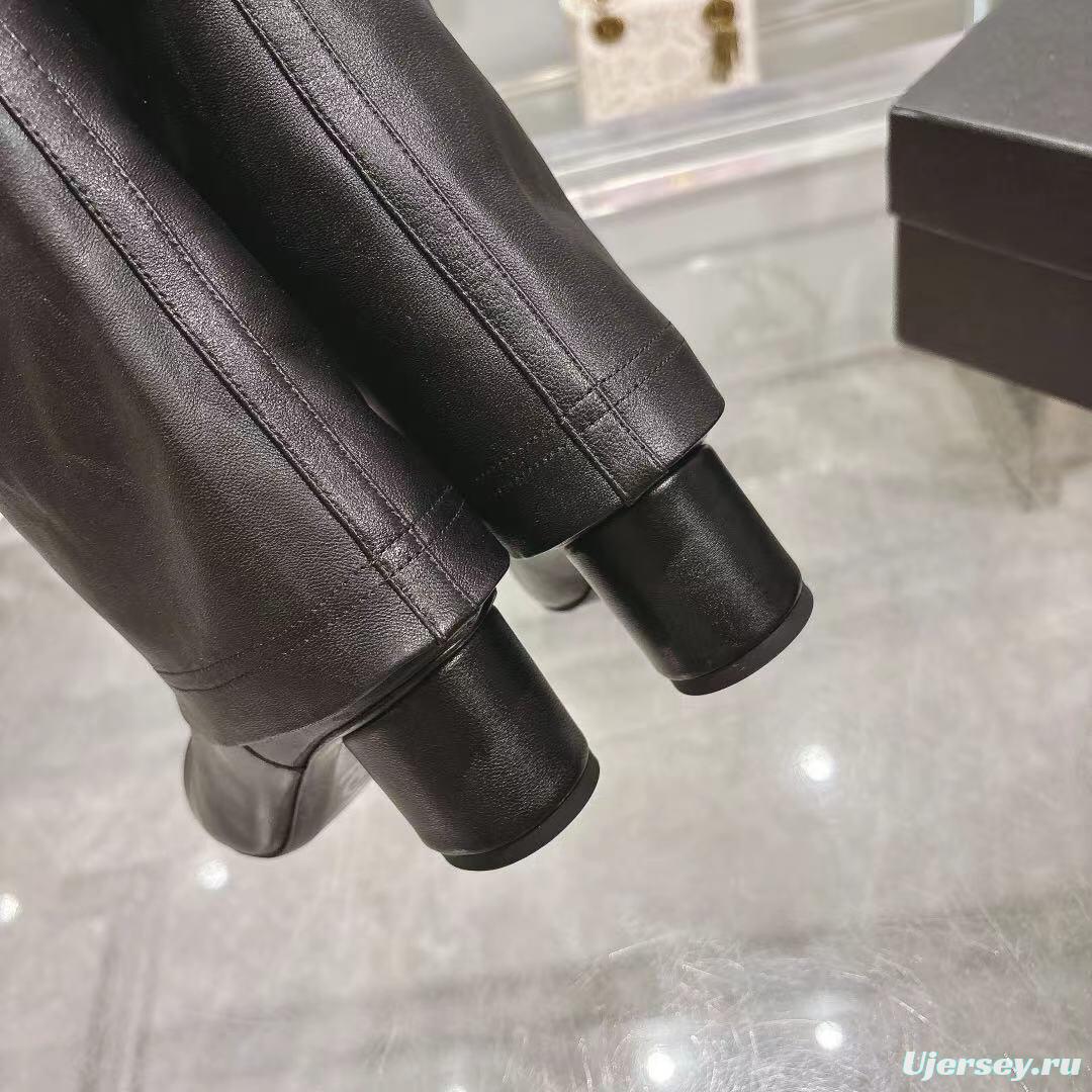 Chanel 2025/SS Autumn Winter Runway Turn-Cuff Block Heel Straight Tube Boots Classic Color Block - LY00510