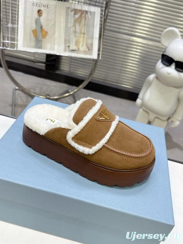 Prada 2025 SS Early Spring Fur Slippers - KFY00280