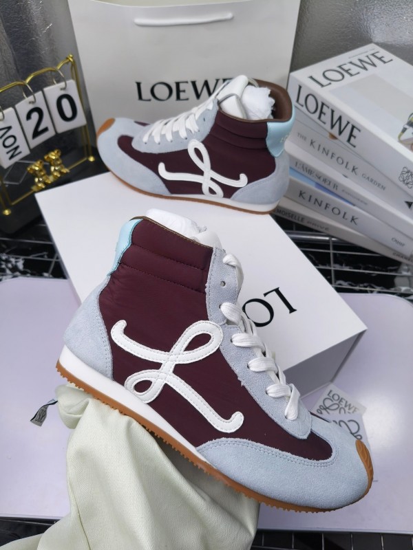 LOEWE High-Top German Training Sneakers Retro Fashion Casual White Shoes - LY00330
