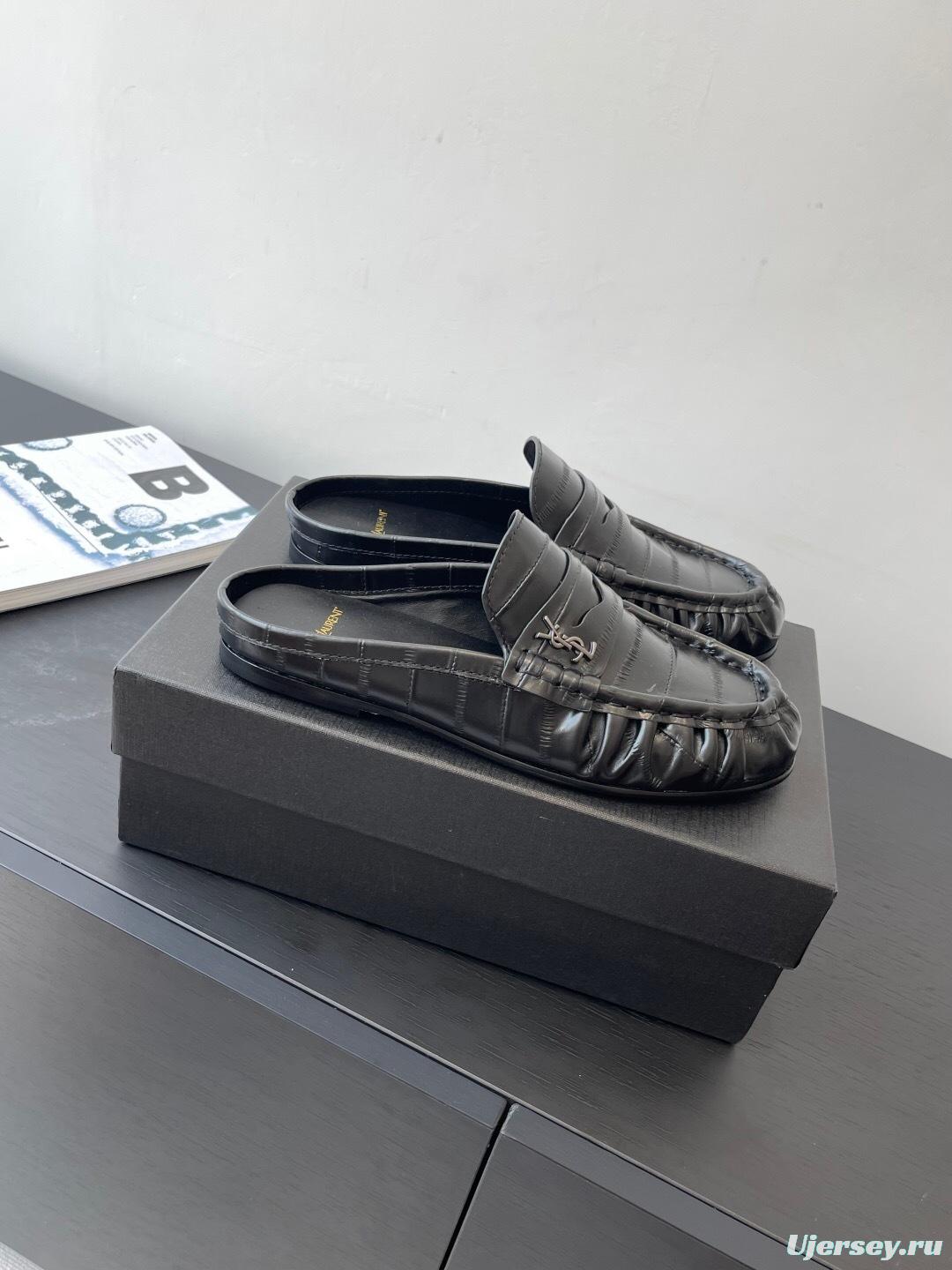 Saint Laurent Classic Loafer Half-Drag Mule Shoes - KF Y00350