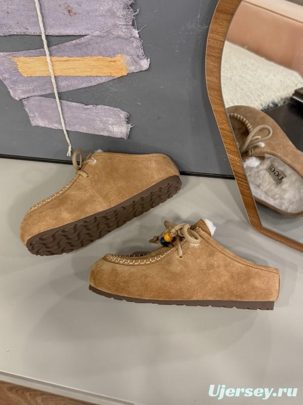 UGG 2025 Spring/Summer Collection Cozy Wool Slippers with Retro Buckle - KFY00240