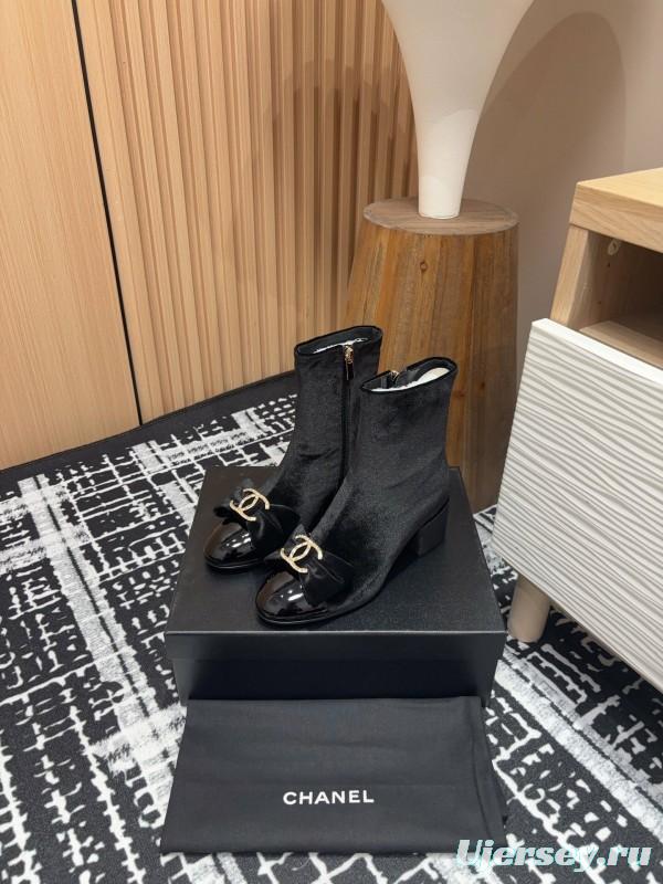 Chanel 2025 SS Bow CC Crystal Buckle Ankle Boots - LY00340/LY00350