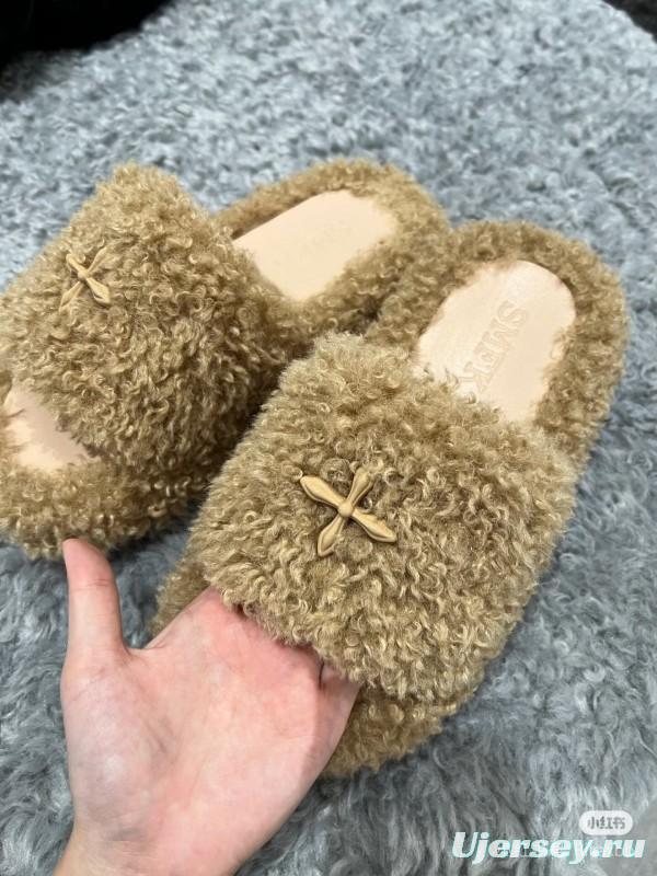 SMFK 2025SS Fur Mule Sandals Latest Popular Cross Pattern - KFY00230