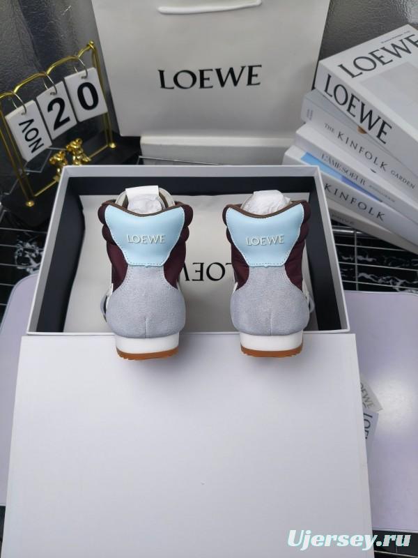 LOEWE High-Top German Training Sneakers Retro Fashion Casual White Shoes - LY00330
