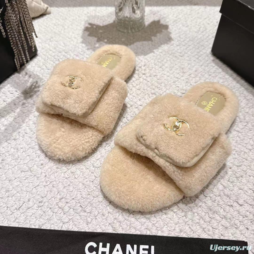 Chanel 2025/SS Slingback Lock Buckle Butterfly Fur Slippers - LY00250