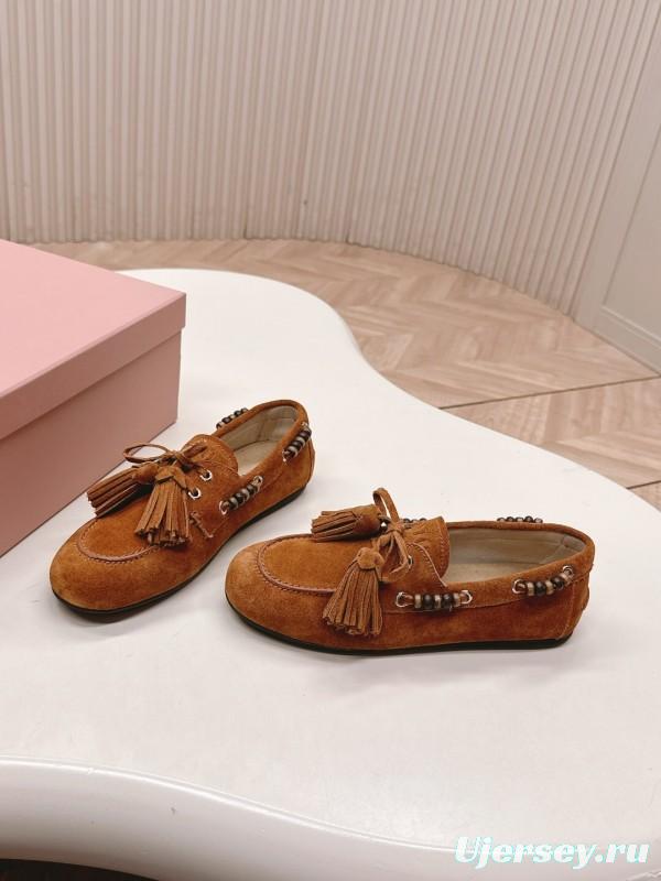 Miu Miu Fall/Winter 2025 Tassel Loafer Mule with Beaded Accents - LY00330