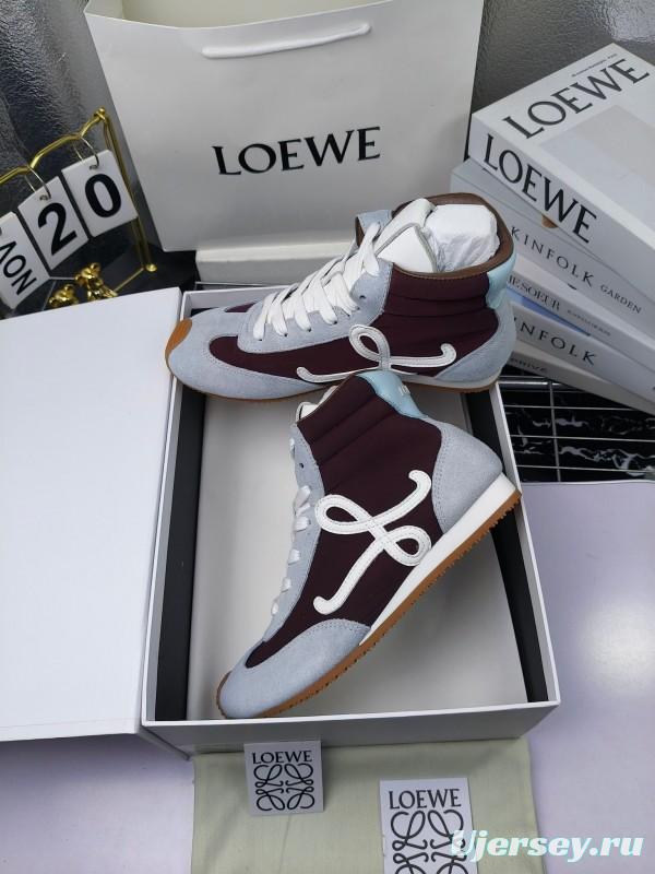 LOEWE High-Top German Training Sneakers Retro Fashion Casual White Shoes - LY00330
