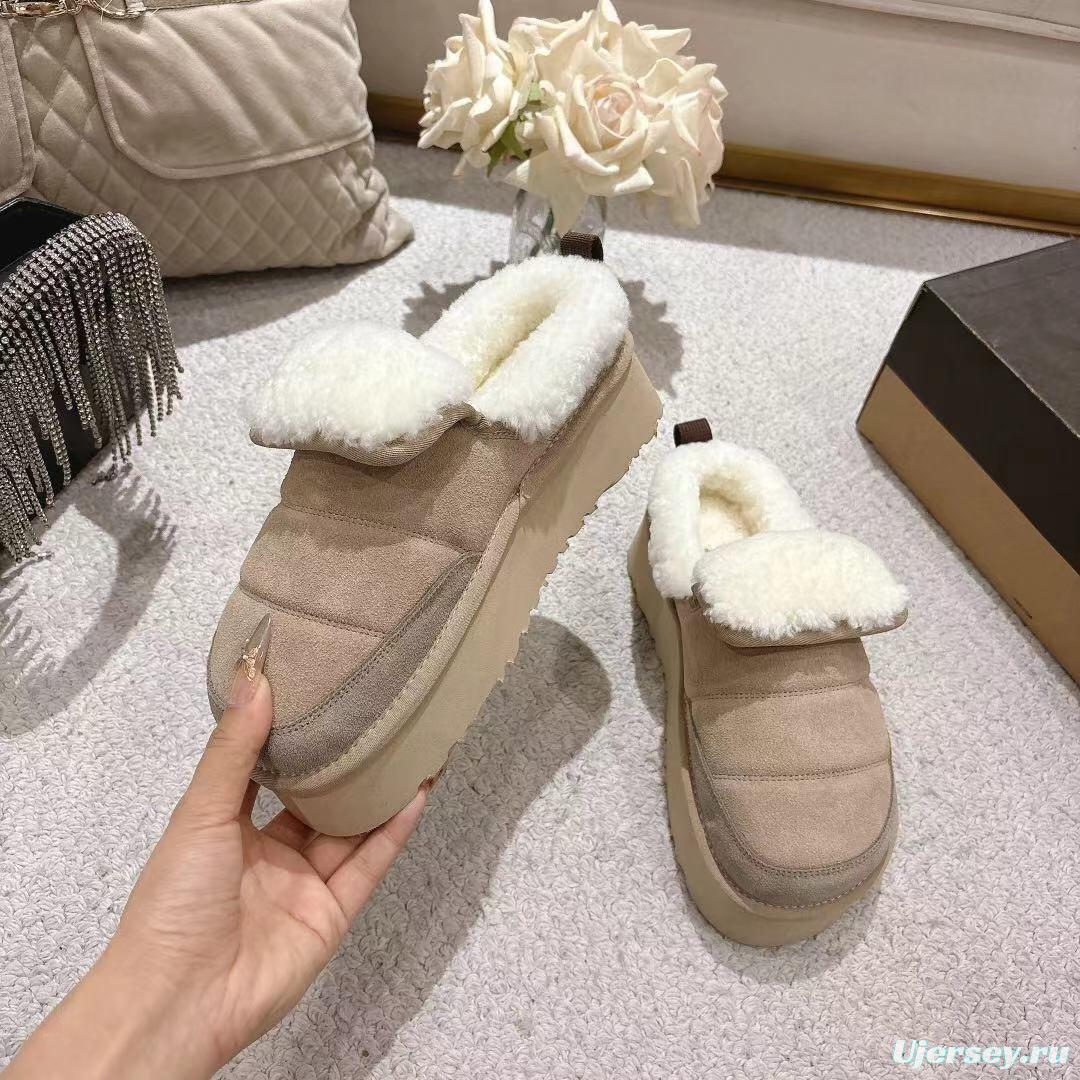 UGG 2025SS Michelin Caterpillar Slippers with Turned Fur Collar - LY00