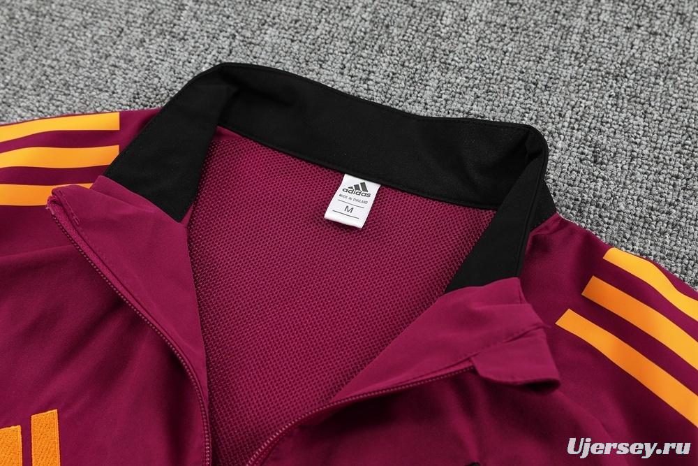 25/26 AS Roma Maroon S-3XL Half Zipper Jacket+Long Pants