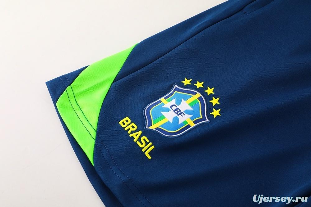 2025 Brazil Lake Green Short Sleeve+Soccer Shorts