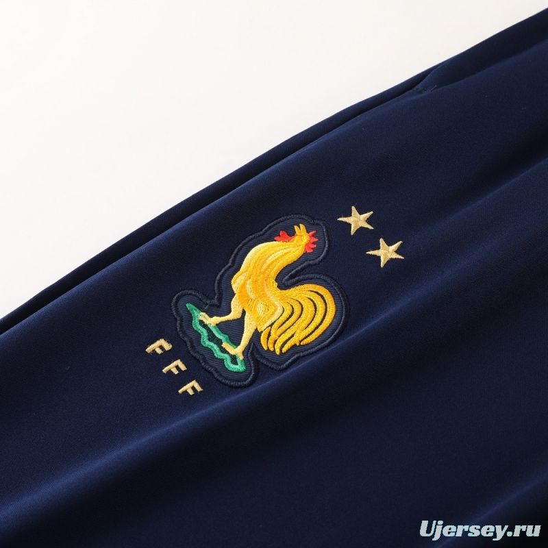 2025 France Royal Blue Half Zipper Jacket+Long Pants