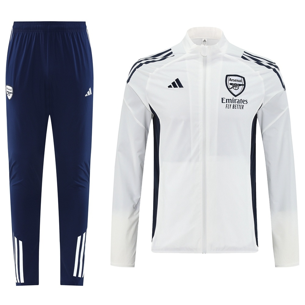 25/26 Arsenal White S-2XL Half Zipper Jacket+Long Pants