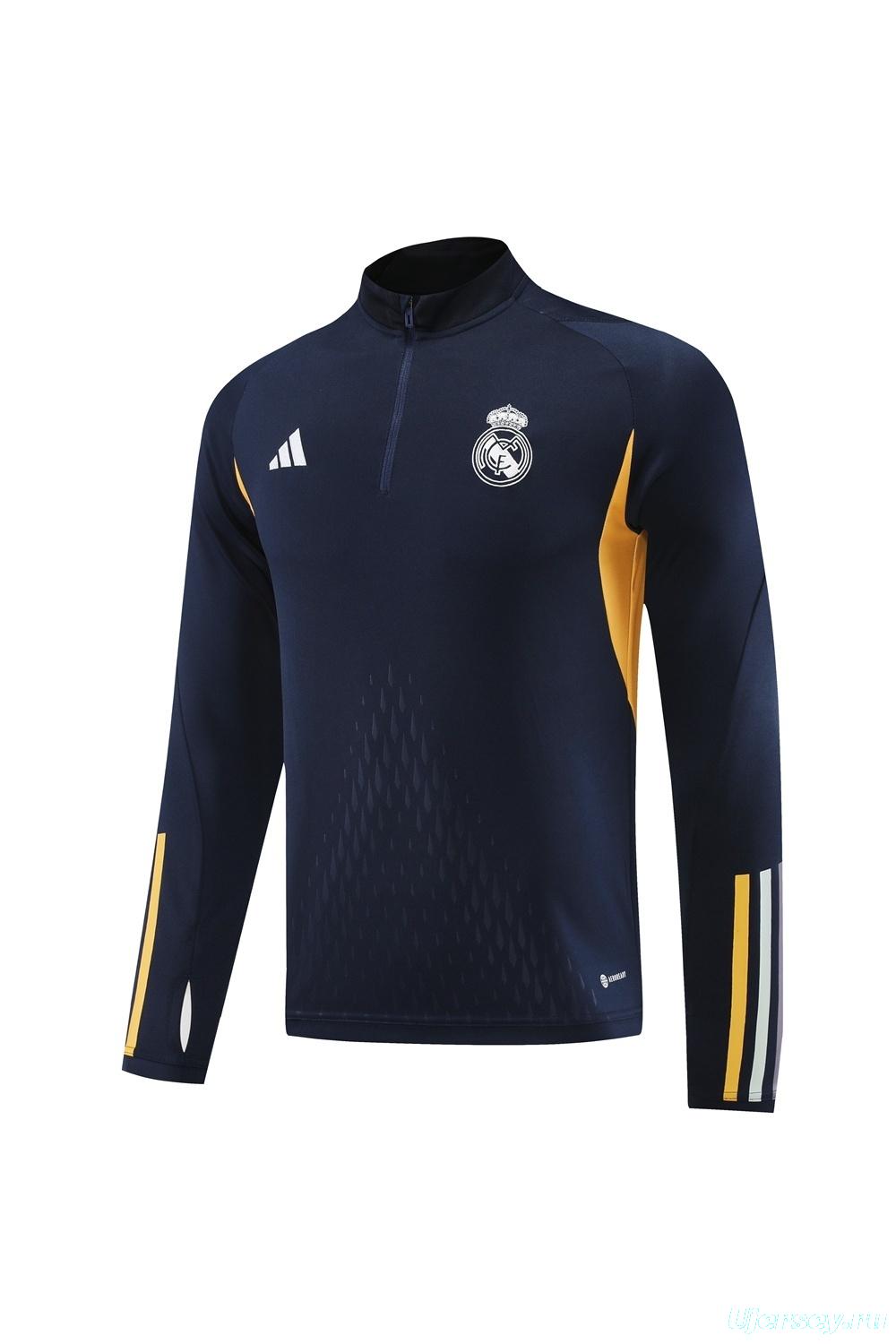 25/26 Real Madrid Royal Blue Half Zipper Jacket+Long Pants
