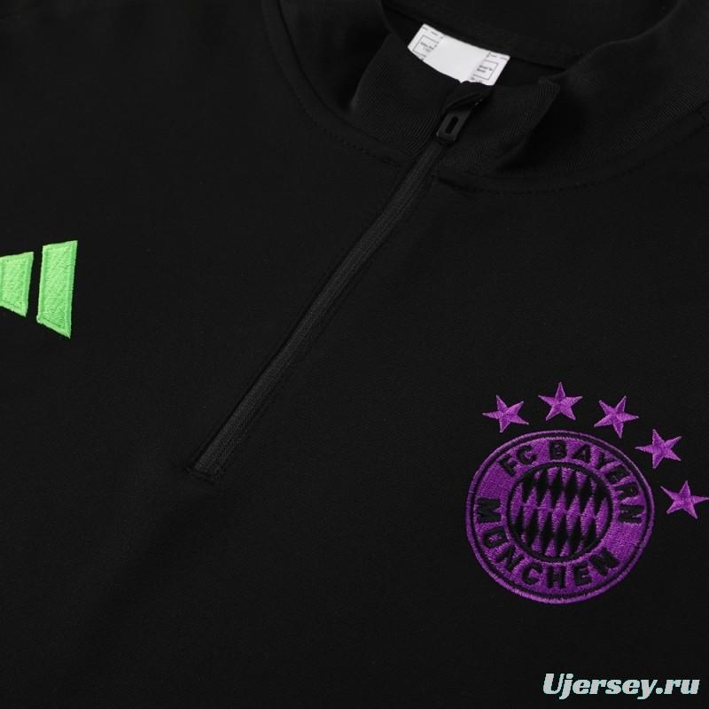 23/24 Bayern Munich Black S-2XL Half Zipper Jacket+Long Pants