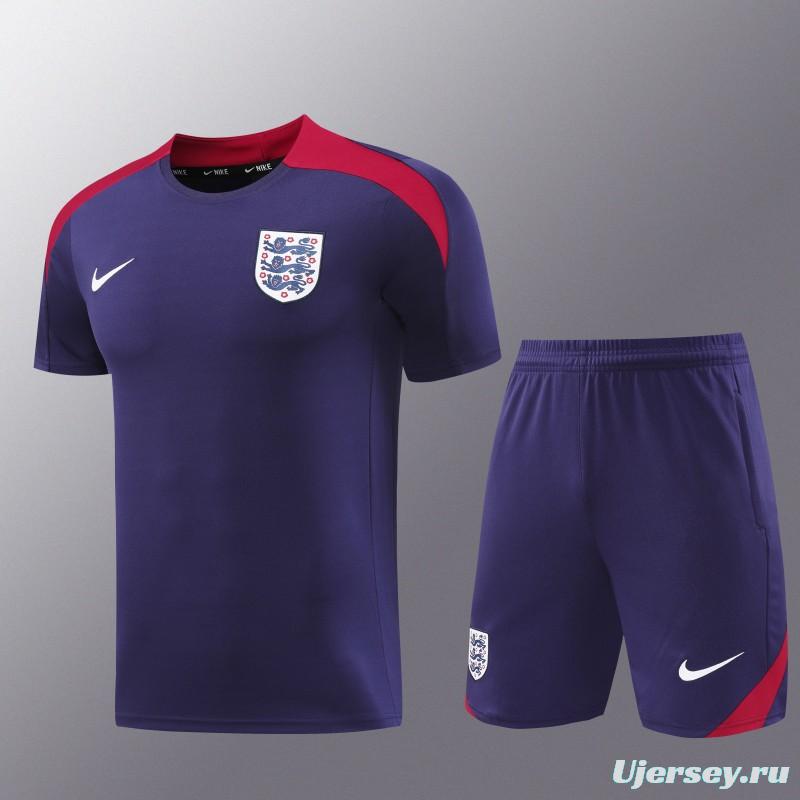 2025 England Purple Short Sleeve+Soccer Shorts