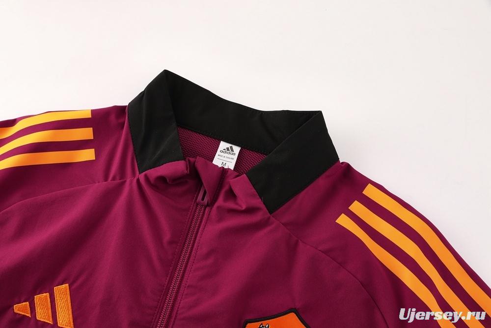 25/26 AS Roma Maroon S-3XL Half Zipper Jacket+Long Pants