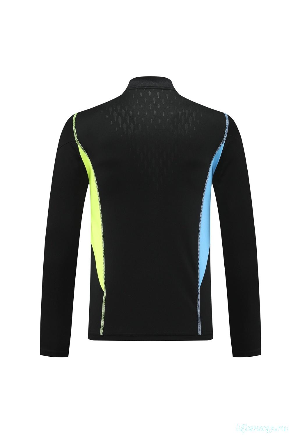 23/24 Arsenal Black S-2XL Half Zipper Jacket+Long Pants