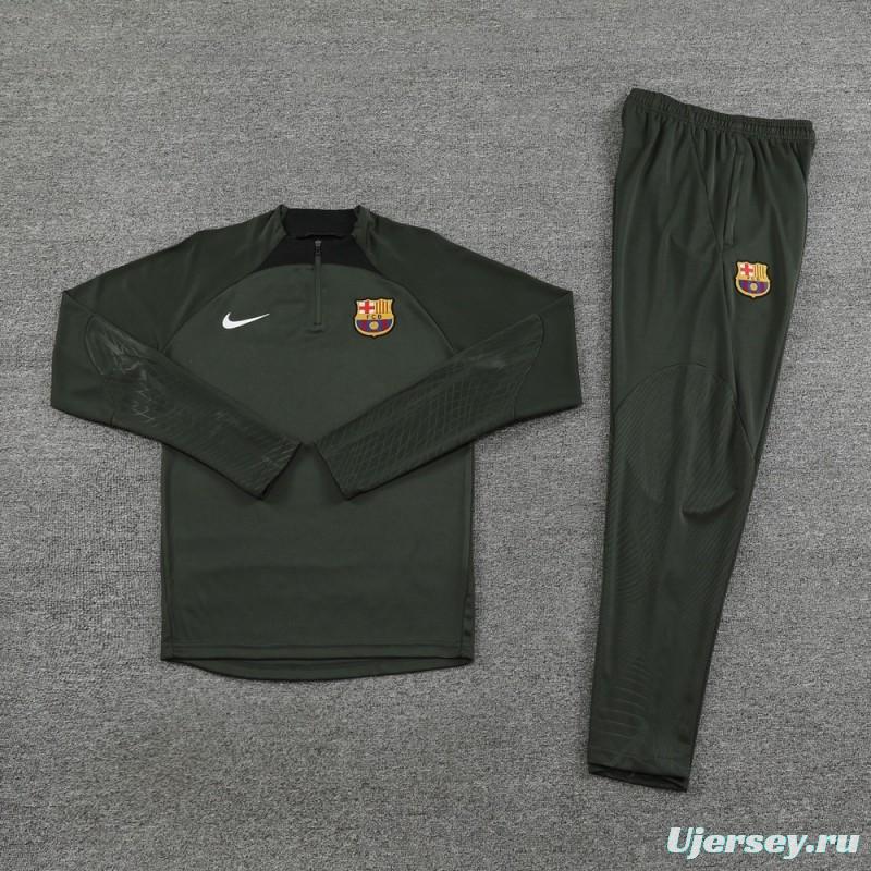 23/24 Barcelona Dark Green S-2XL Half Zipper Jacket+Long Pants