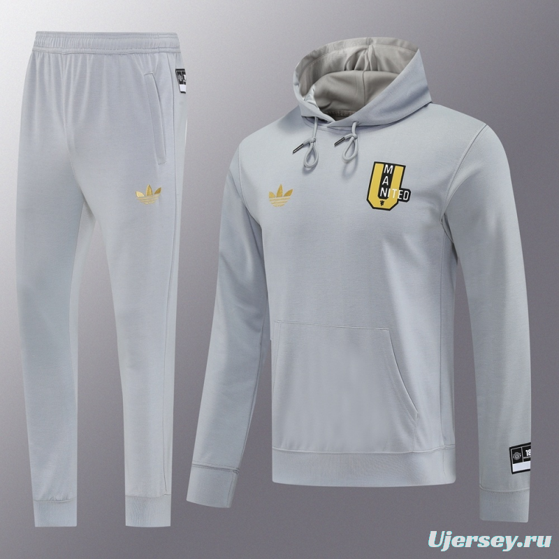 25/26 Manchester United Gray Half Zipper Jacket+Long Pants S-2XL