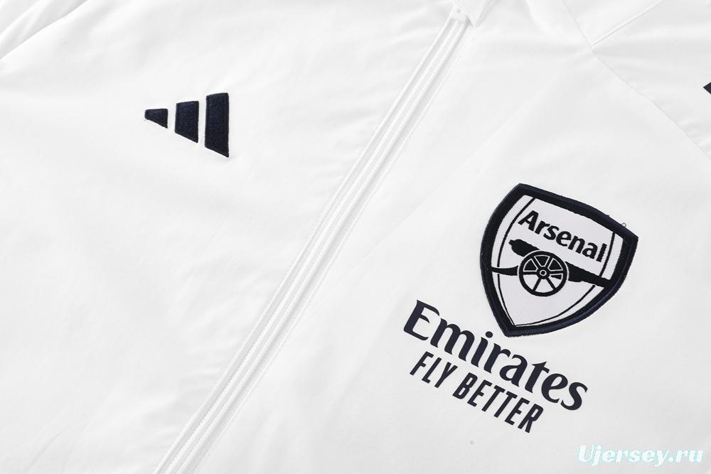 25/26 Arsenal White S-2XL Half Zipper Jacket+Long Pants