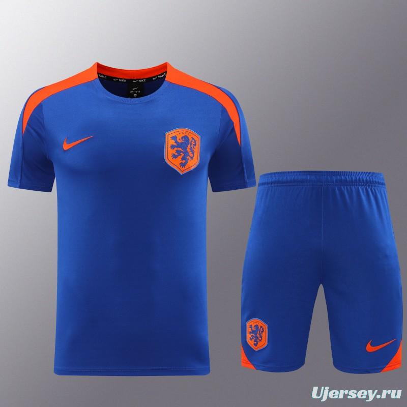 2025 Netherlands Blue Short Sleeve+Soccer Shorts
