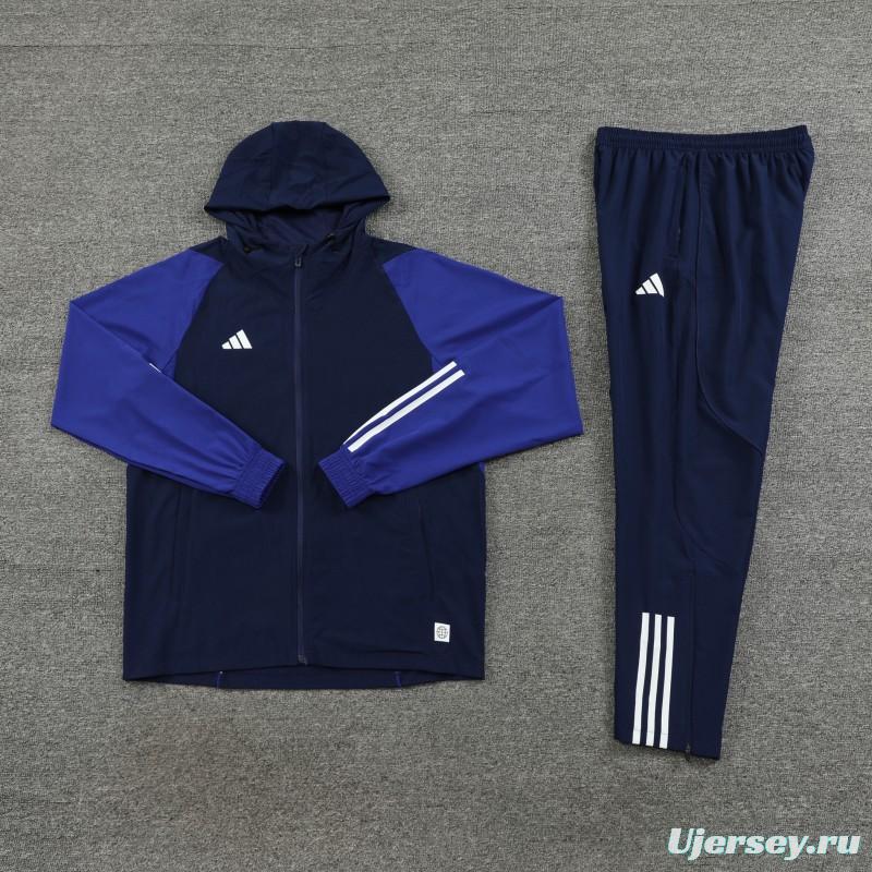2025 Adidas Royal Blue Half Zipper Jacket+Long Pants S-2XL