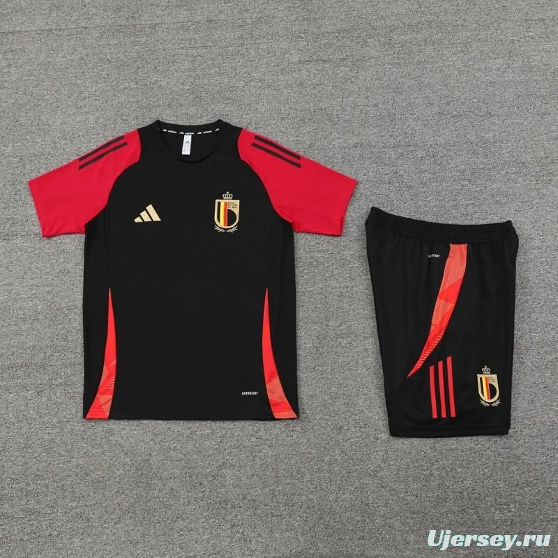 2025 Belgium Black Short Sleeve+Soccer Shorts