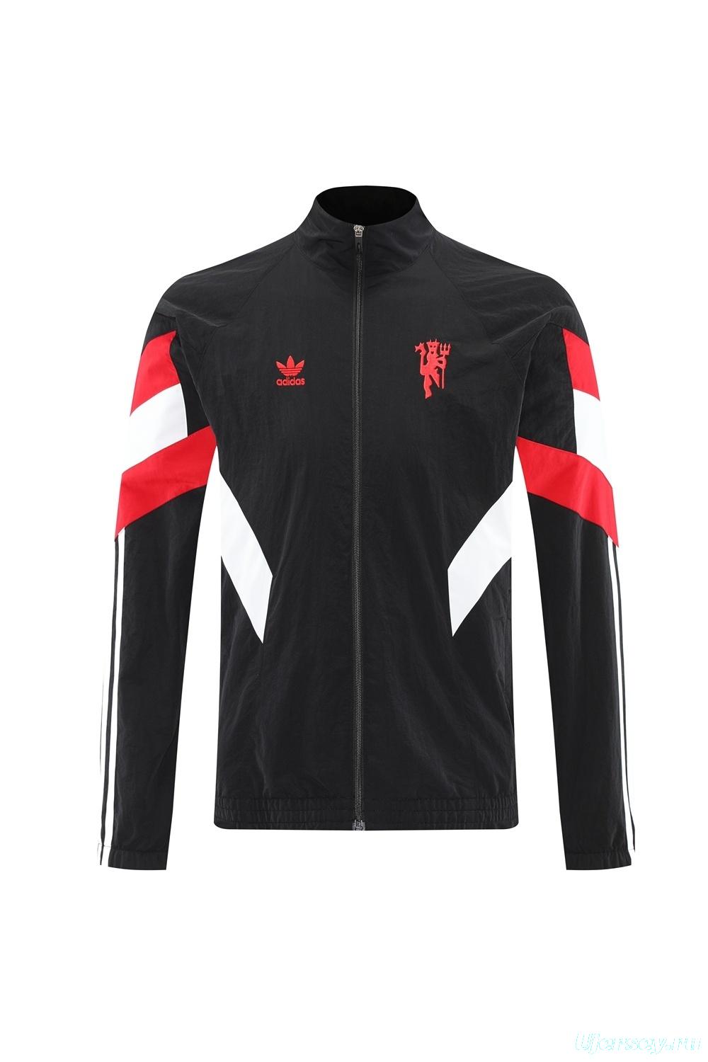 25/26 Manchester United Black Half Zipper Jacket+Long Pants S-3XL