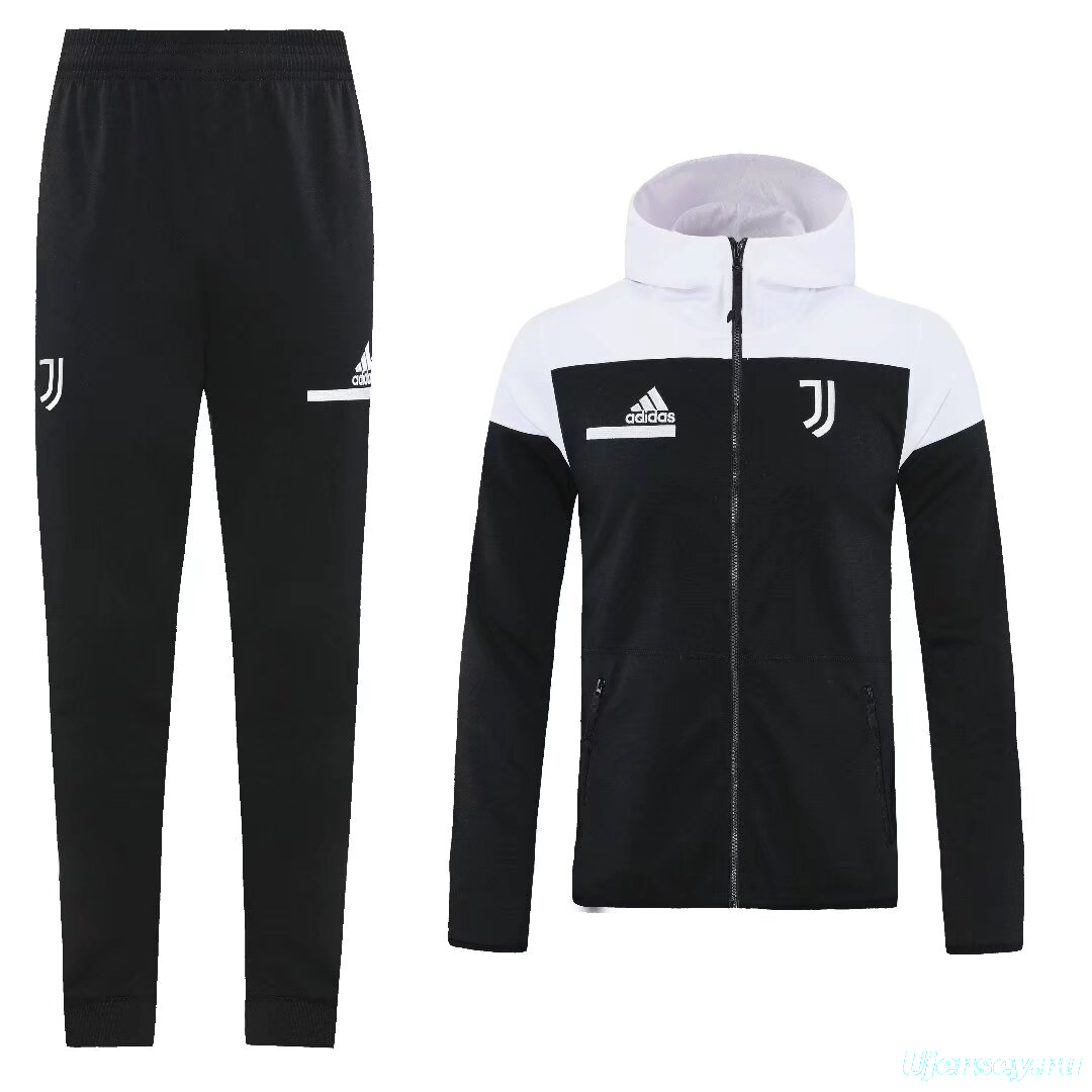 25/26 Juventus Hoodie White/Black Full Zipper Jacket +Long Pants