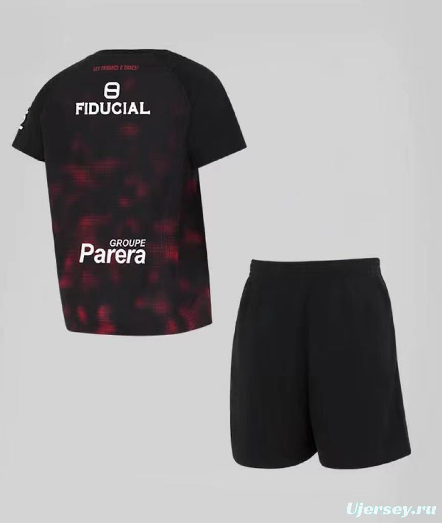 24/25 Kids Stade Toulousain Black with Red Pixel Pattern Home Jersey Kit