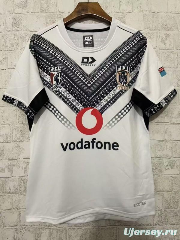 2026 Fiji Warriors White with Black Tribal Pattern Jersey