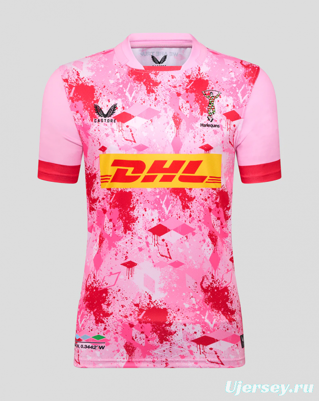 25/26 Harlequins Pink with Flamingo Splatter Pattern Jersey