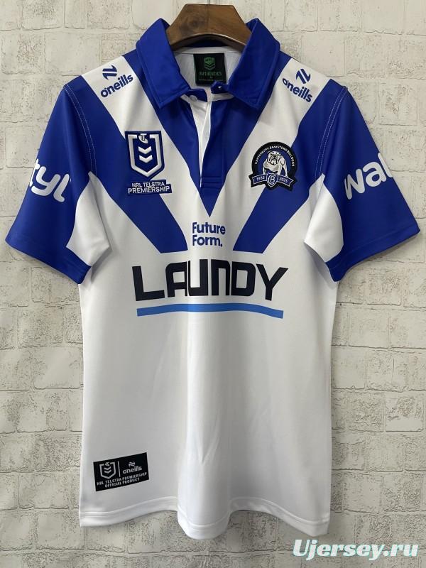 25/26 Canterbury-Bankstown Bulldogs White with Blue V-Pattern Jersey