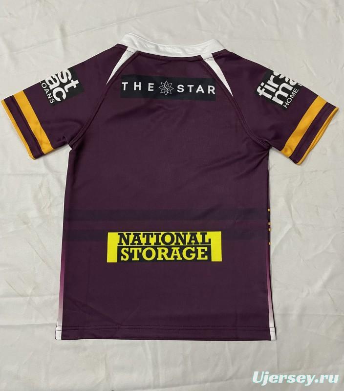 25/26 Kids Brisbane Broncos Maroon with Gold Stripes Jersey
