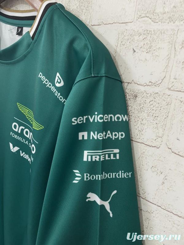 2025 F1 Aston Martin Aramco F1 Team Dark Green with Gold Trim Jersey #14  Aramco