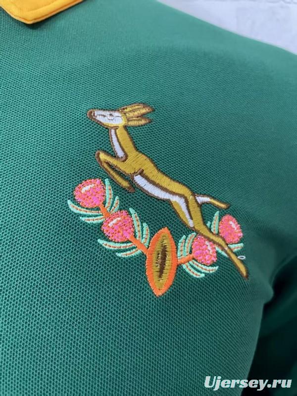 2026 South Africa Green Long Sleeve Polo Rugby Jersey