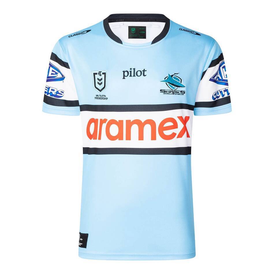 2026 Cronulla Sharks Sky Blue with White Hooped Away Jersey
