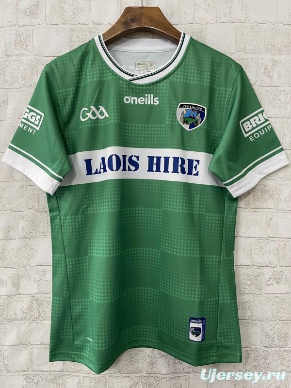 2026 Laois GAA Green with White Horizontal Stripe and Dotted Pattern Jersey