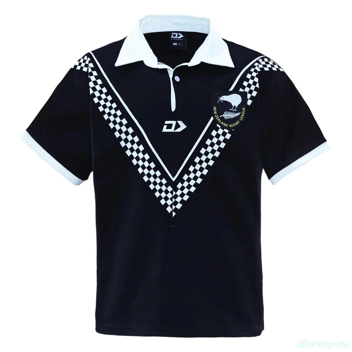 2024 New Zealand Kiwis Black with Checkerboard V Pattern Jersey